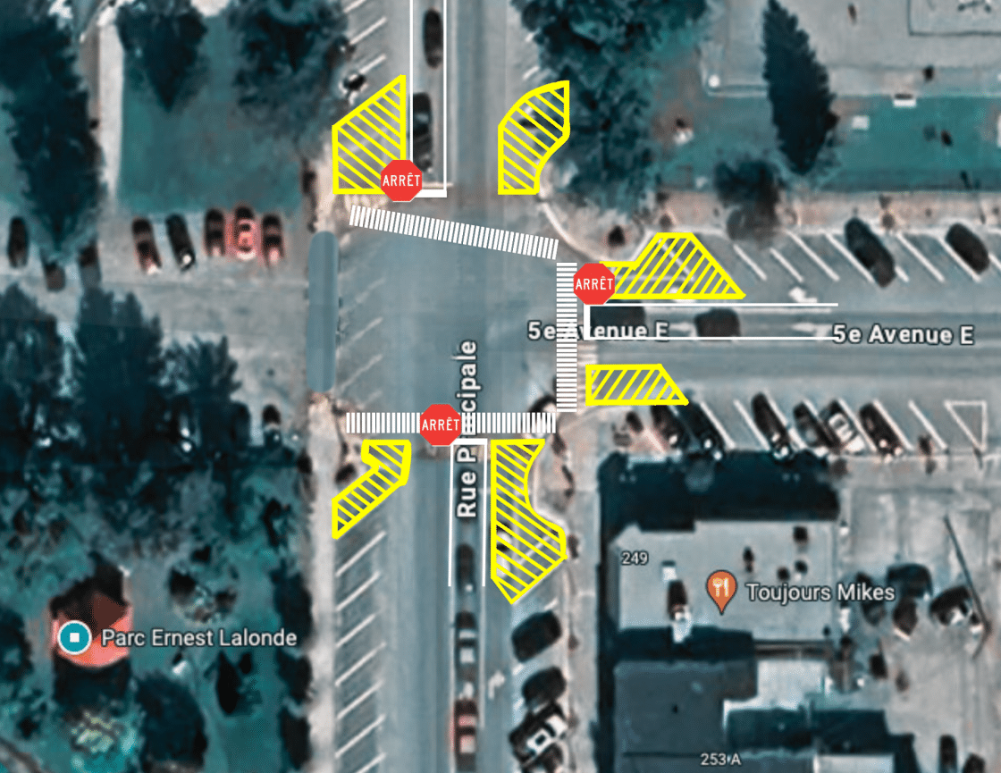 Travaux intersection rue principale et 5e avenue